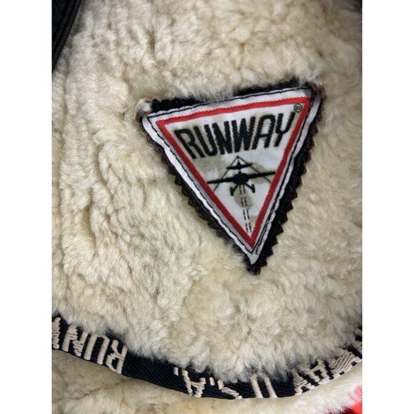 VTG Runway XL Gen. Shearling Leather Jacket Pure Wool Lining Aviator Bomber Coat - Picture 13 of 16